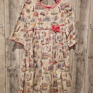 Monsoon Ivory Dress with Colorful Illustrations